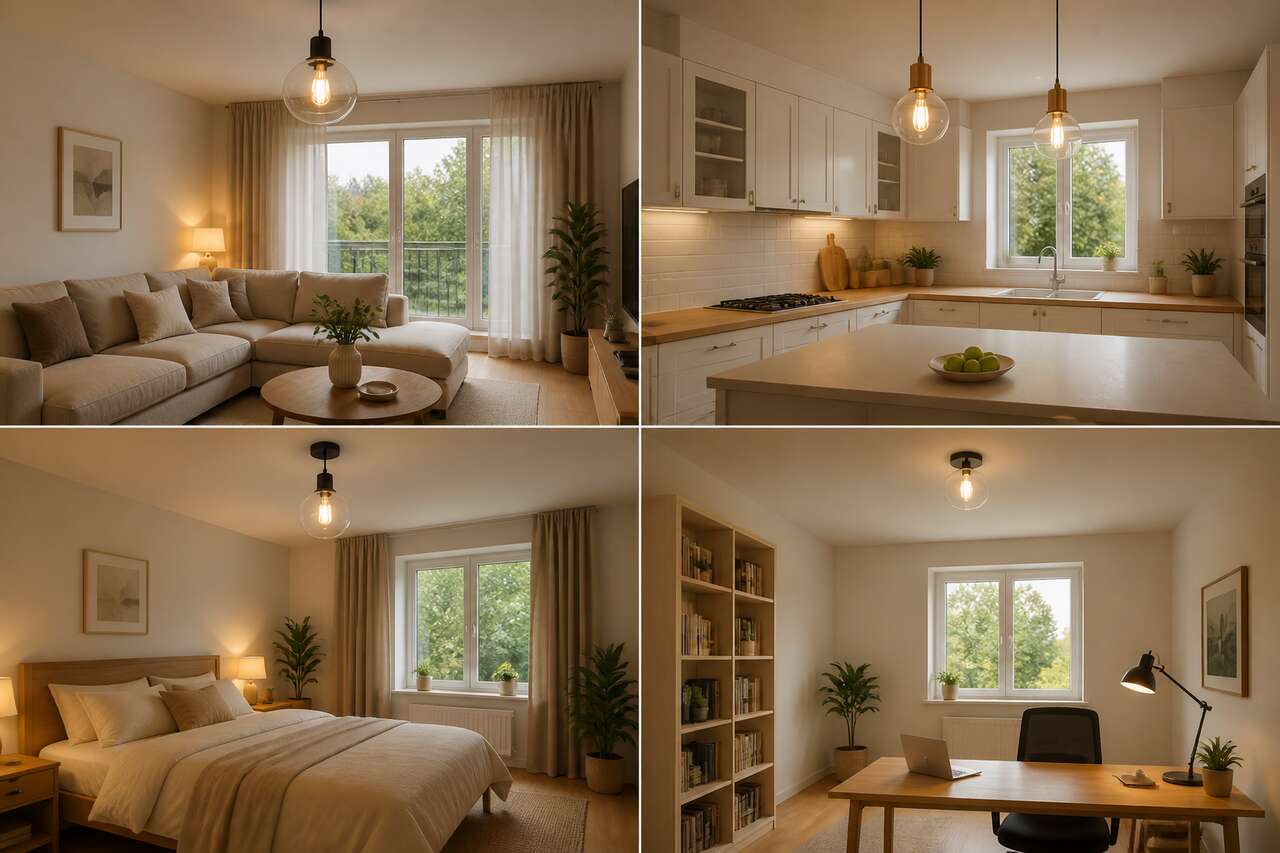 Repères par pièce : salon, cuisine, chambre, bureau Repères par pièce : salon, cuisine, chambre, bureau