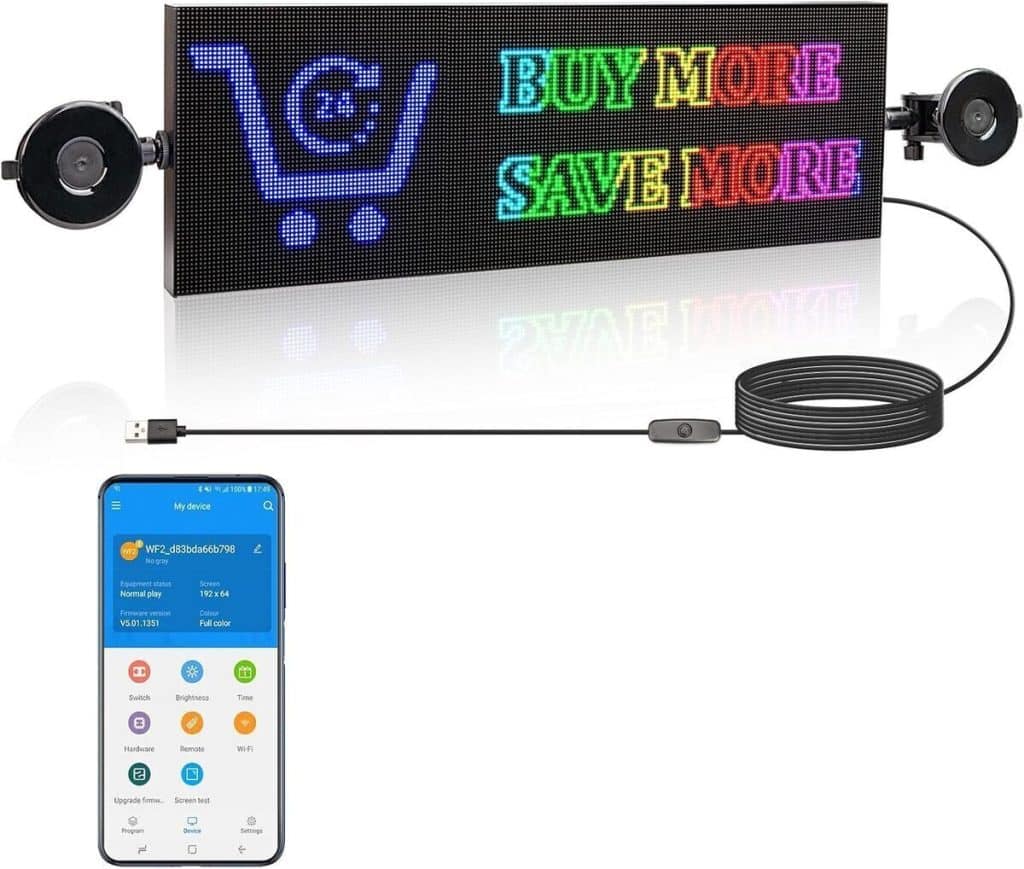 Test du panneau LED WiFi Leadleds pour voiture 7 couleurs
