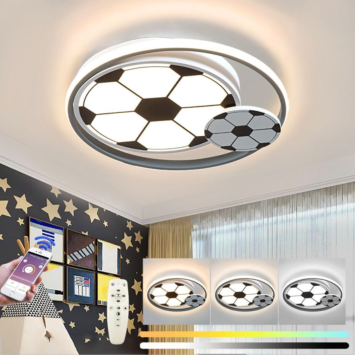 Test du plafonnier LED KZT Football 50W : éclairage enfant avec télécommande