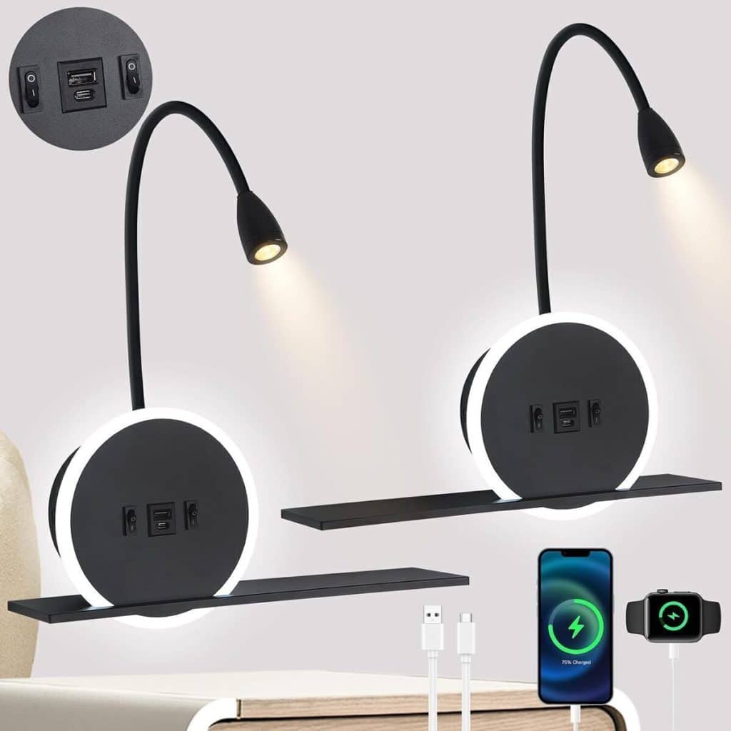 Test : liseuse murale LED avec port USB et type C, 3W + 9W