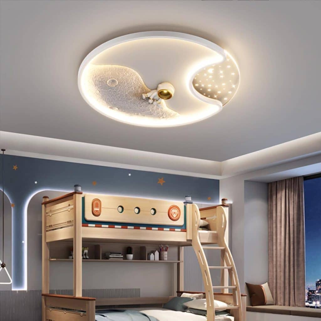 Avis sur le plafonnier 3D astronaute Guanshan : charme lunaire pour chambre d'enfant
