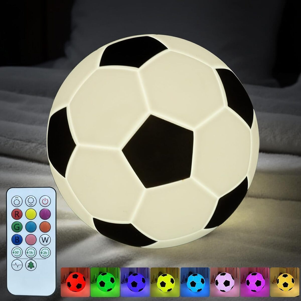 Test de la veilleuse en silicone motif football : lampe de chevet fantaisie 9 couleurs