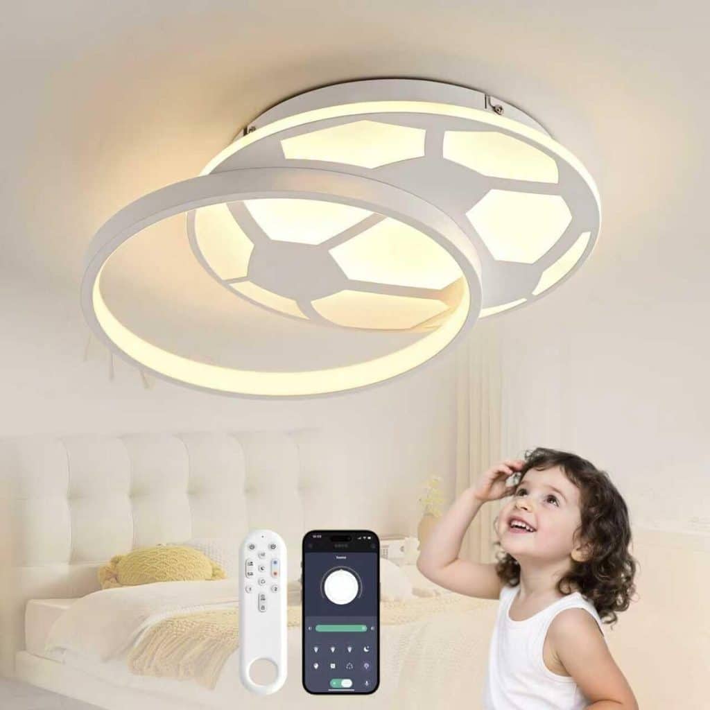 Test plafonnier LED YZBEIMDAI football dimmable pour chambre d'enfants